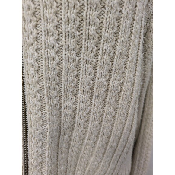 Vintage Jennifer Moore Ivory Open Knit Chunky Zip Up Sweater sz 8 Neutral Basic - Picture 5 of 10